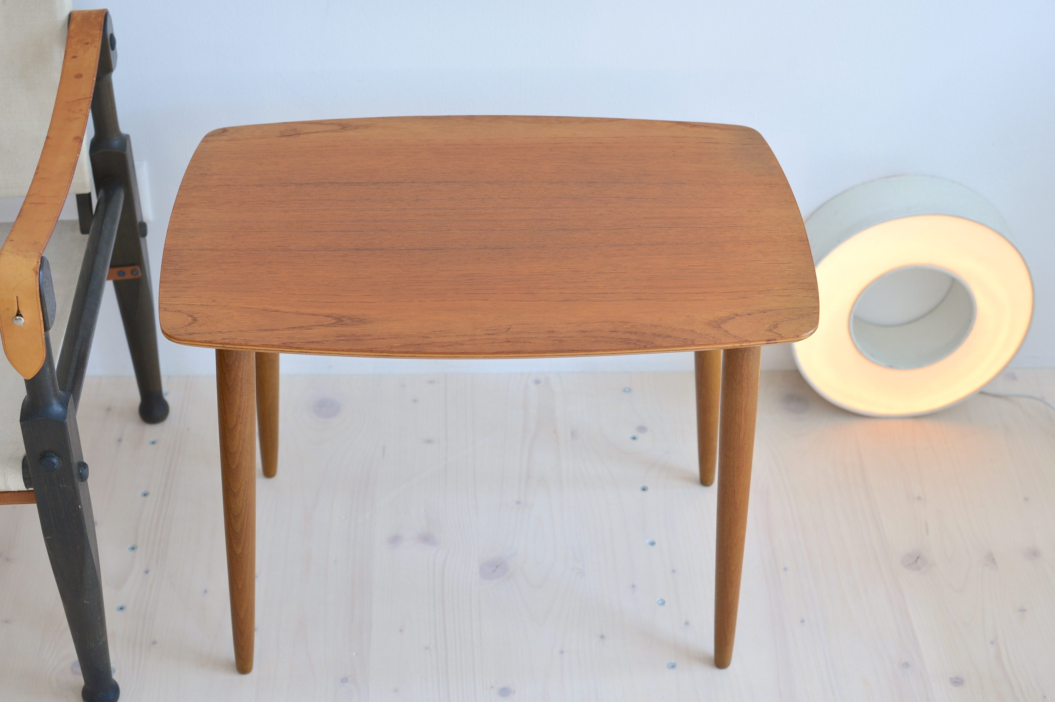 Small Teak Side Table with Beech Legs 1960s
