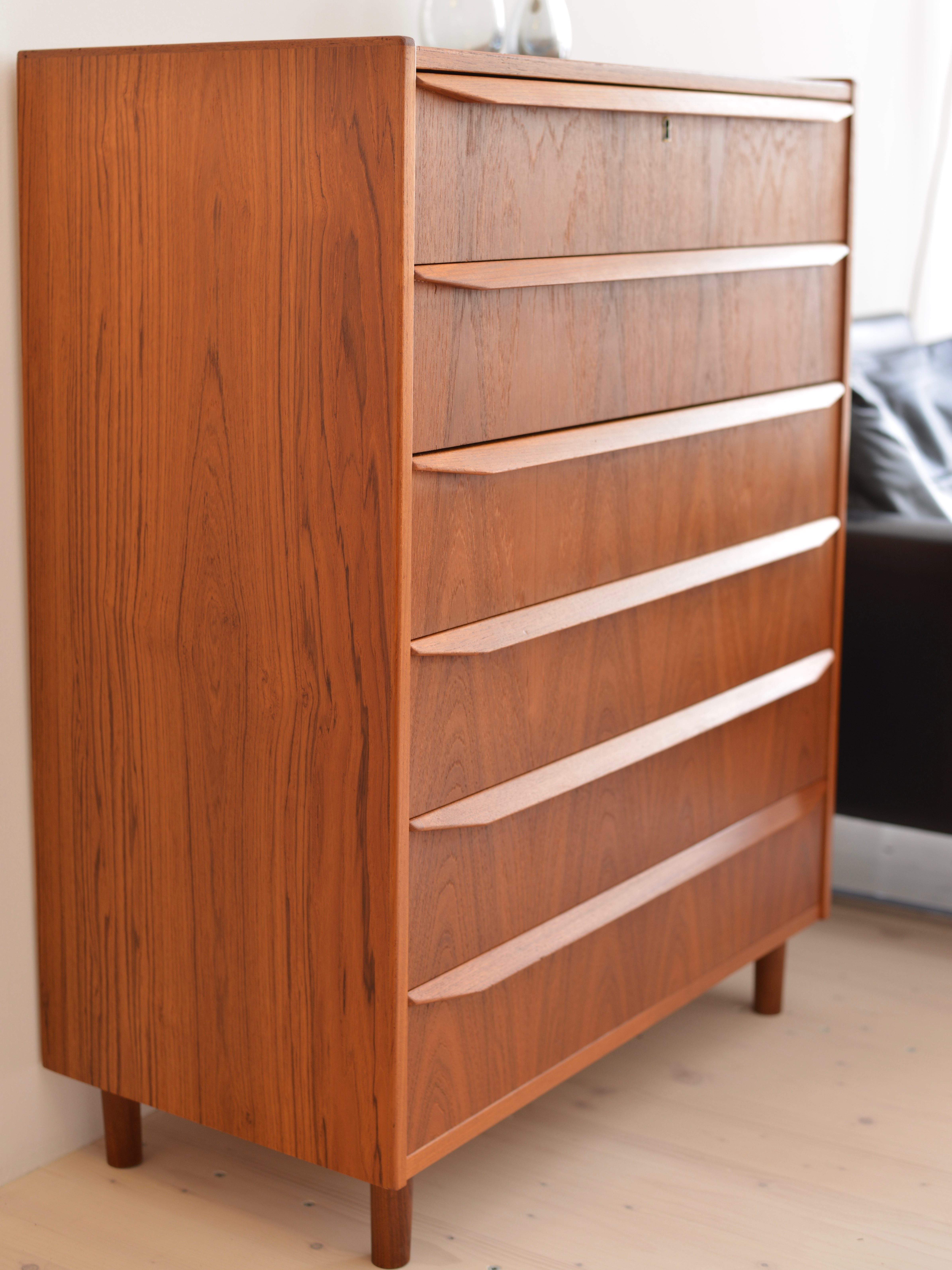 Teak Highboy with Per Lutken vases by Holmegaard