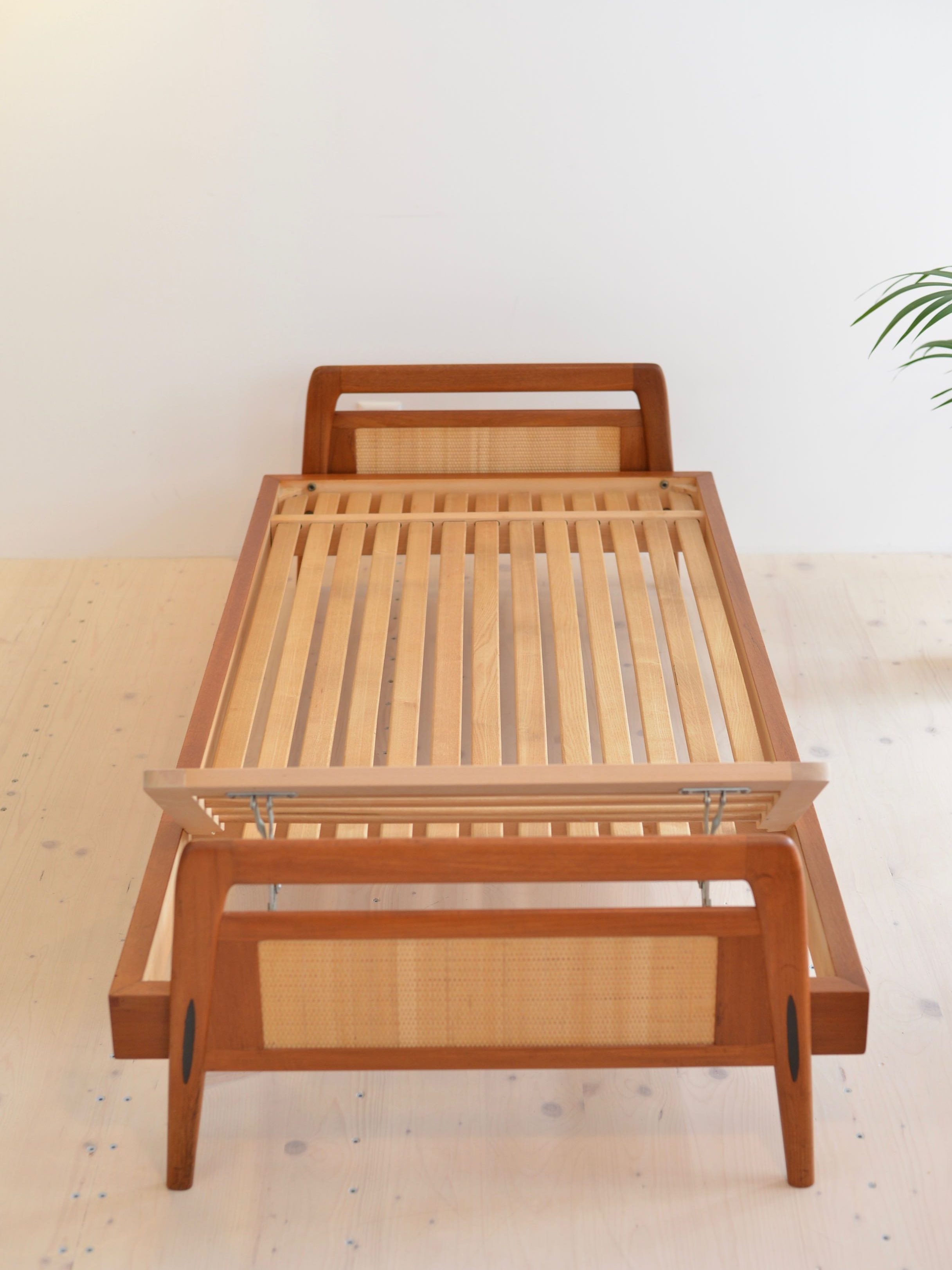 Teak and Cane Daybed Swiss Production 1960s
