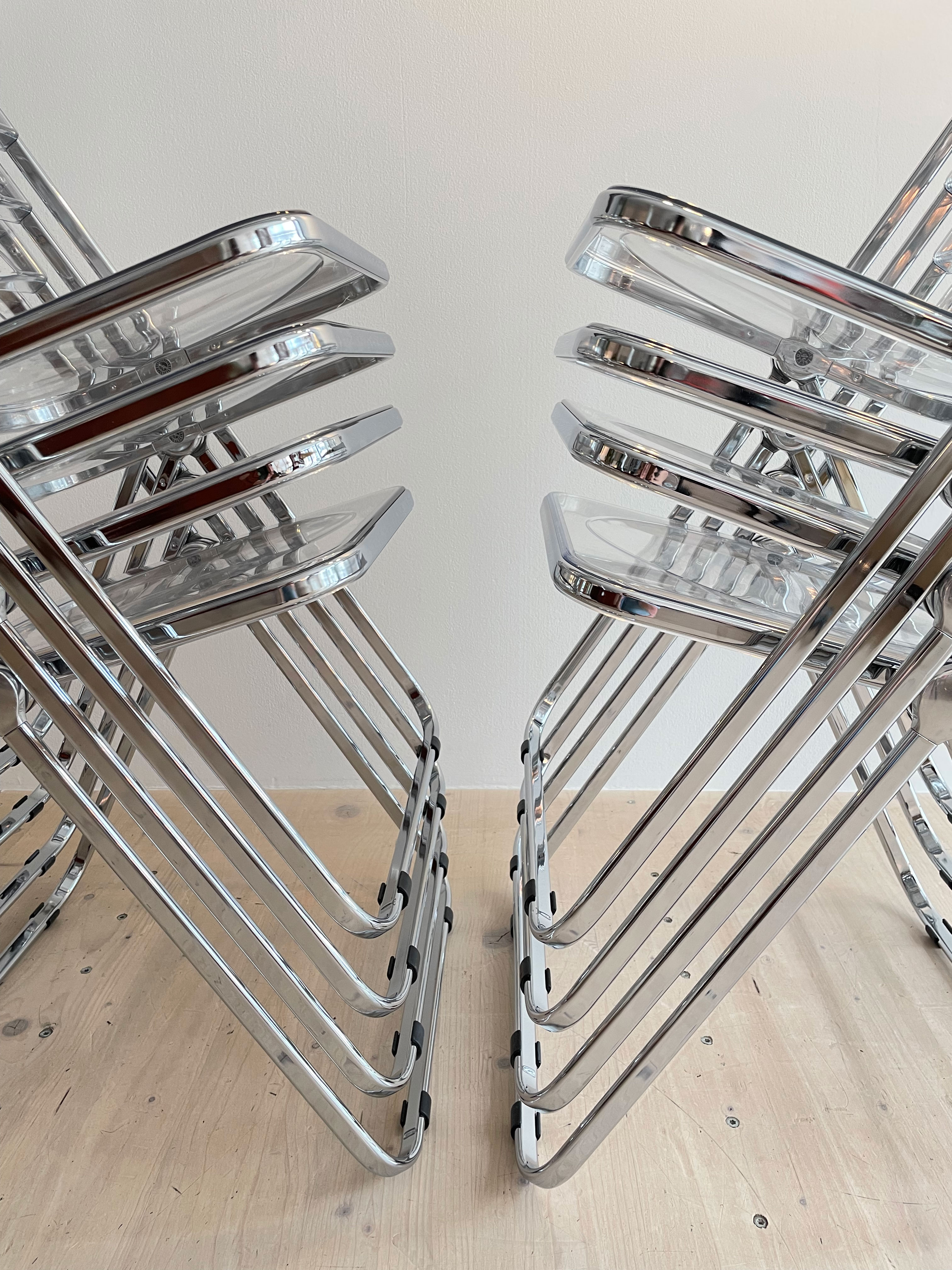 Transparent Plia Folding Chairs by Giancarlo Piretti. Available at heyday möbel, Grubenstrasse 19, 8045 Zürich, Switzerland. Mid-Century Modern Furniture and Other Stuff.