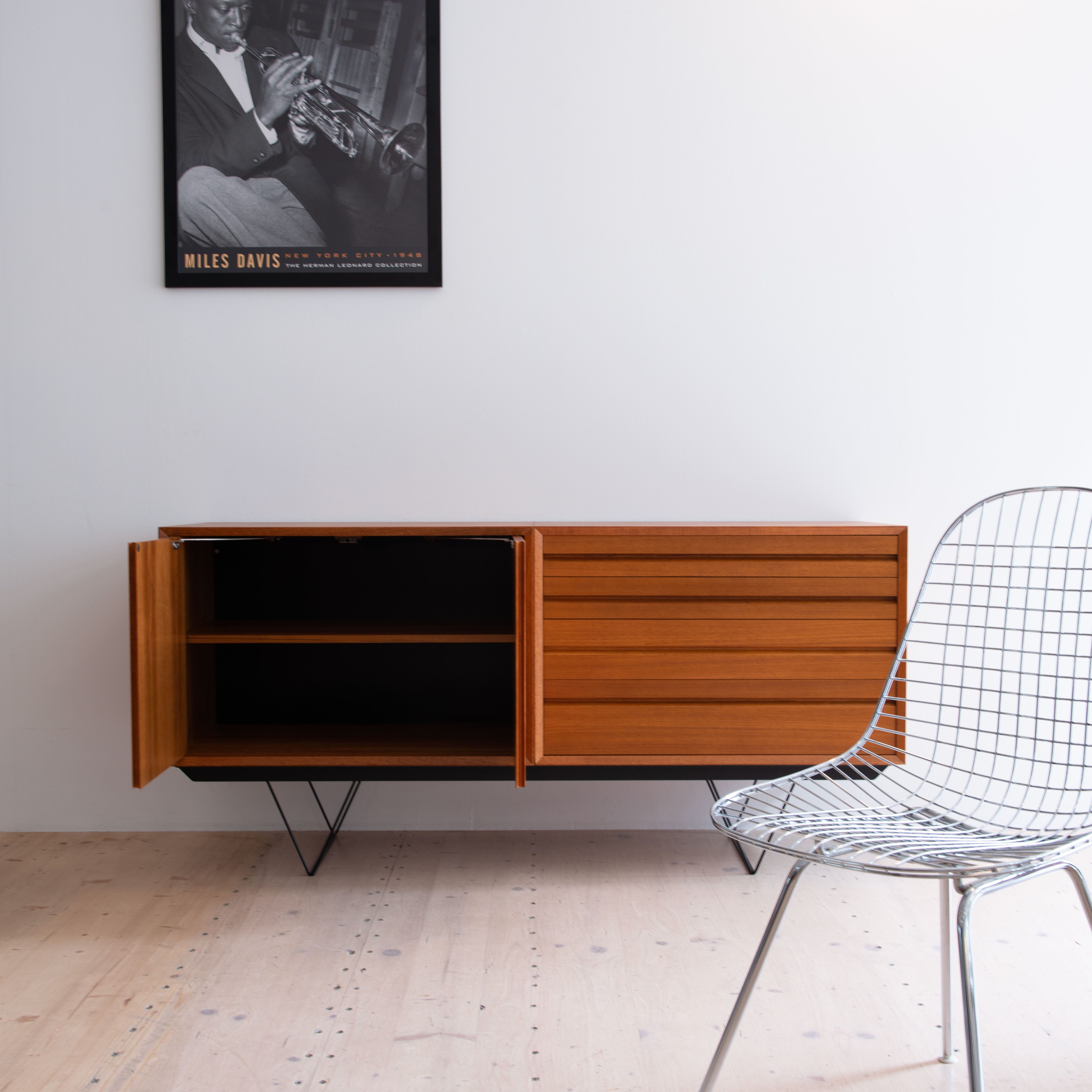 Cado Sideboard with Steel Base No.2. Wooden cabinet by Poul Cadovius. Steel base newly produced locally.