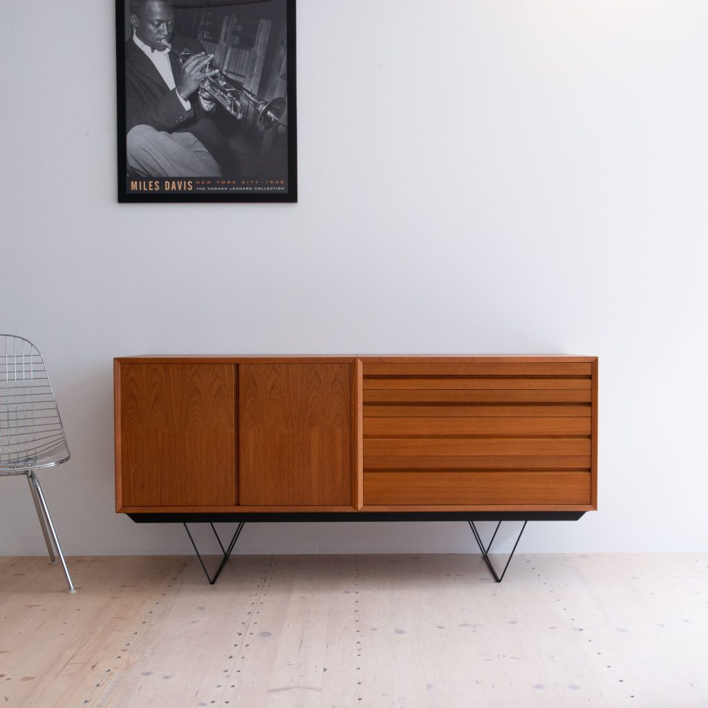 Cado Sideboard with Steel Base No.2. Wooden cabinet by Poul Cadovius. Steel base newly produced locally.