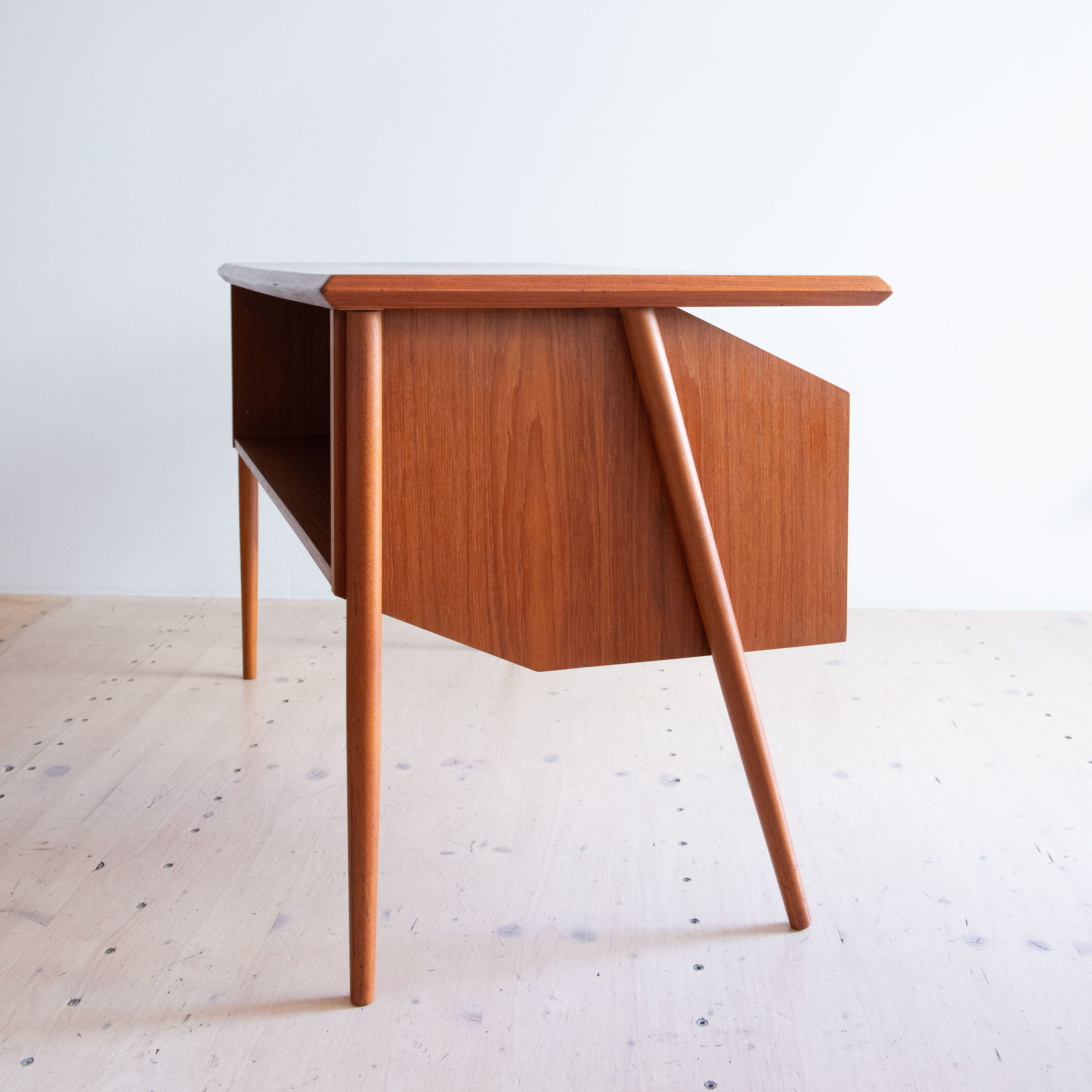 Teak Writing Desk by Gunnar Nielsen Tibergaard. Produced by Tibergaard Möbelfabrik, made in Denmark, 1960s