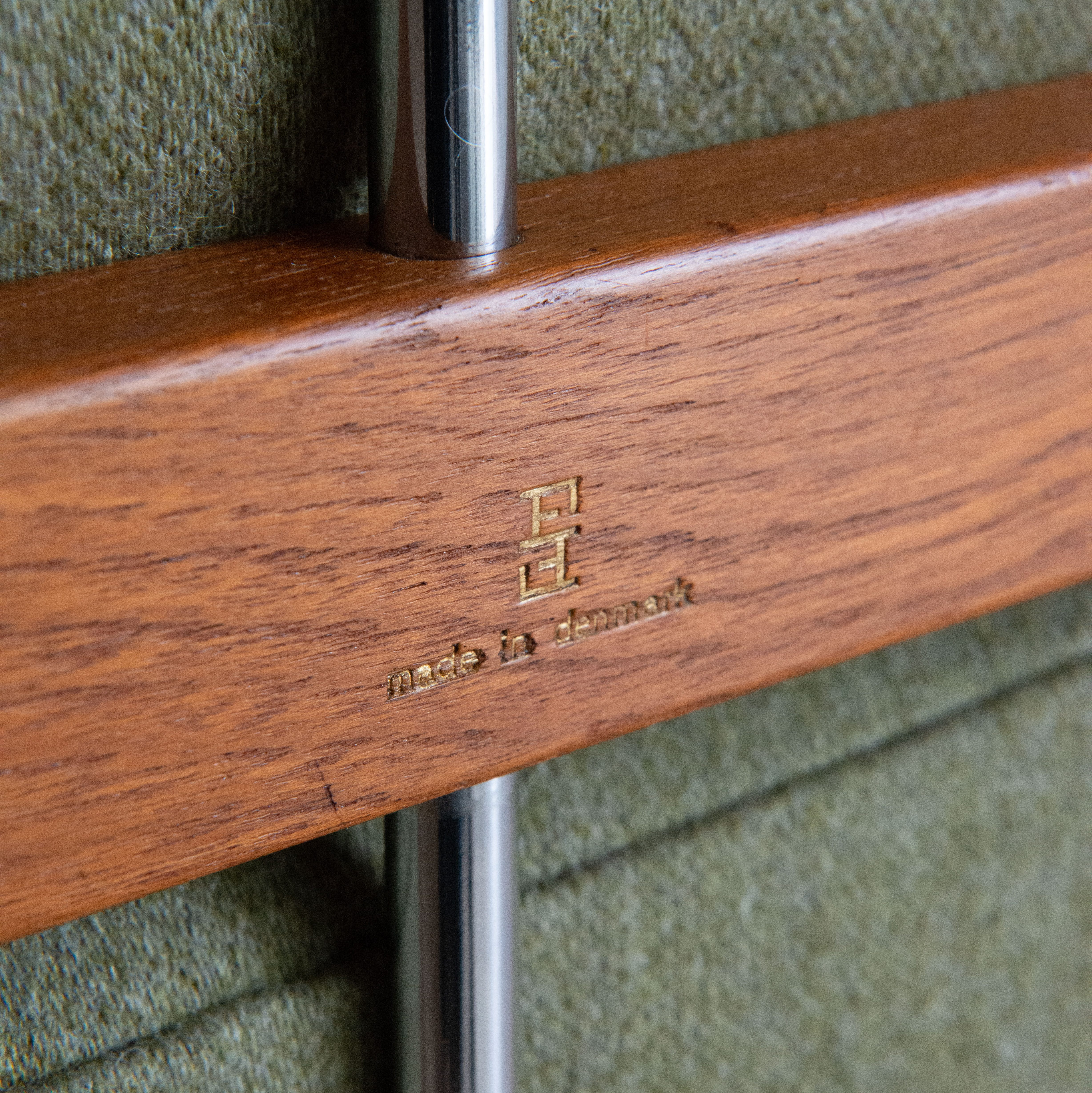 Peter Hvidt Daybed in Teak and Sage Green Wool