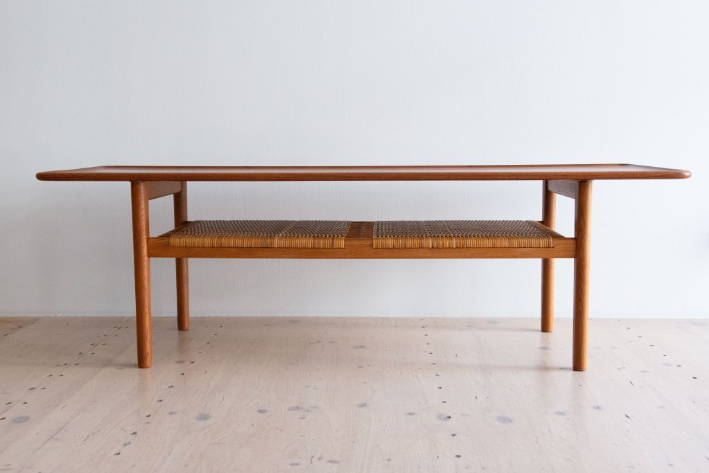 AT10 Coffee Table in Teak & Oak by Hans J. Wegner for Andreas Tuck