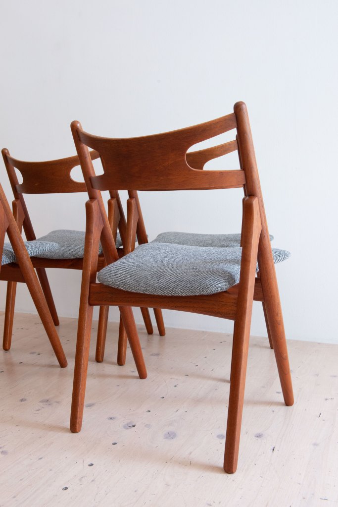 CH 29 Sawbuck Dining Chairs in Teak by Hans J. Wegner, By Carl Hansen and Son Denmark. Available at heyday möbel, 8045 Zürich, Switzerland.