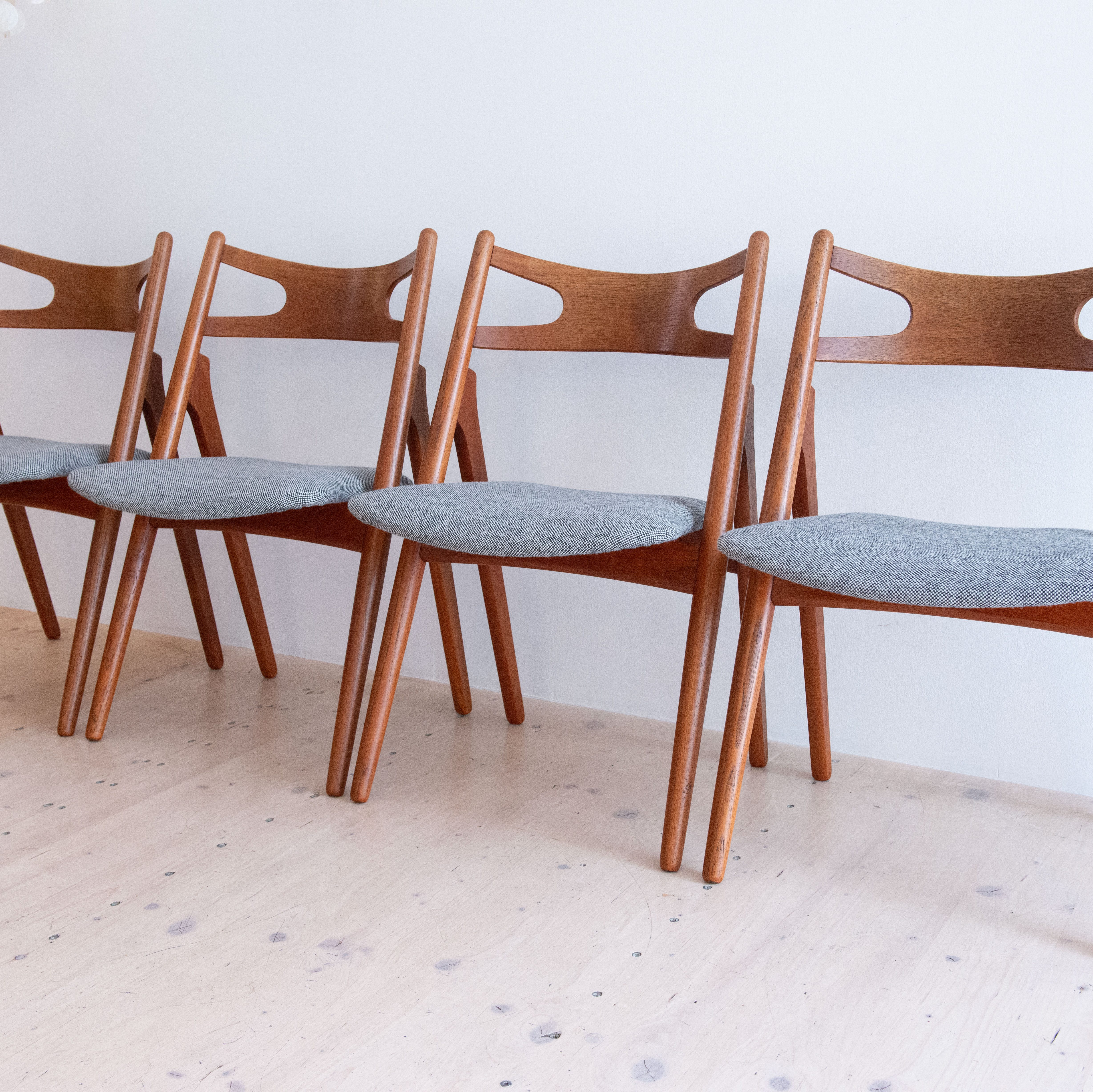 CH 29 Sawbuck Dining Chairs in Teak by Hans J. Wegner, By Carl Hansen and Son Denmark. Available at heyday möbel, 8045 Zürich, Switzerland.