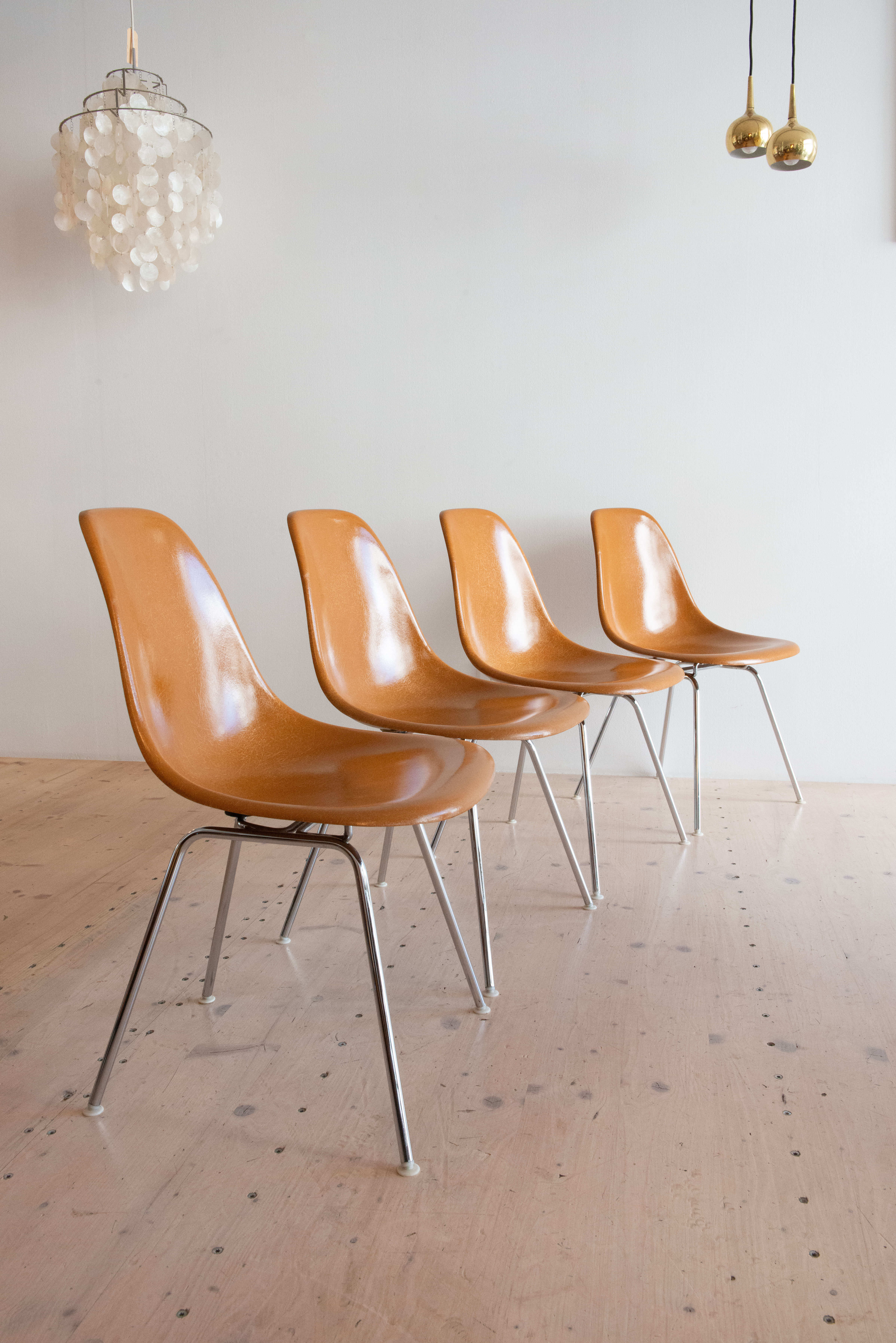 Eames DSX Side Chairs in Ochre.