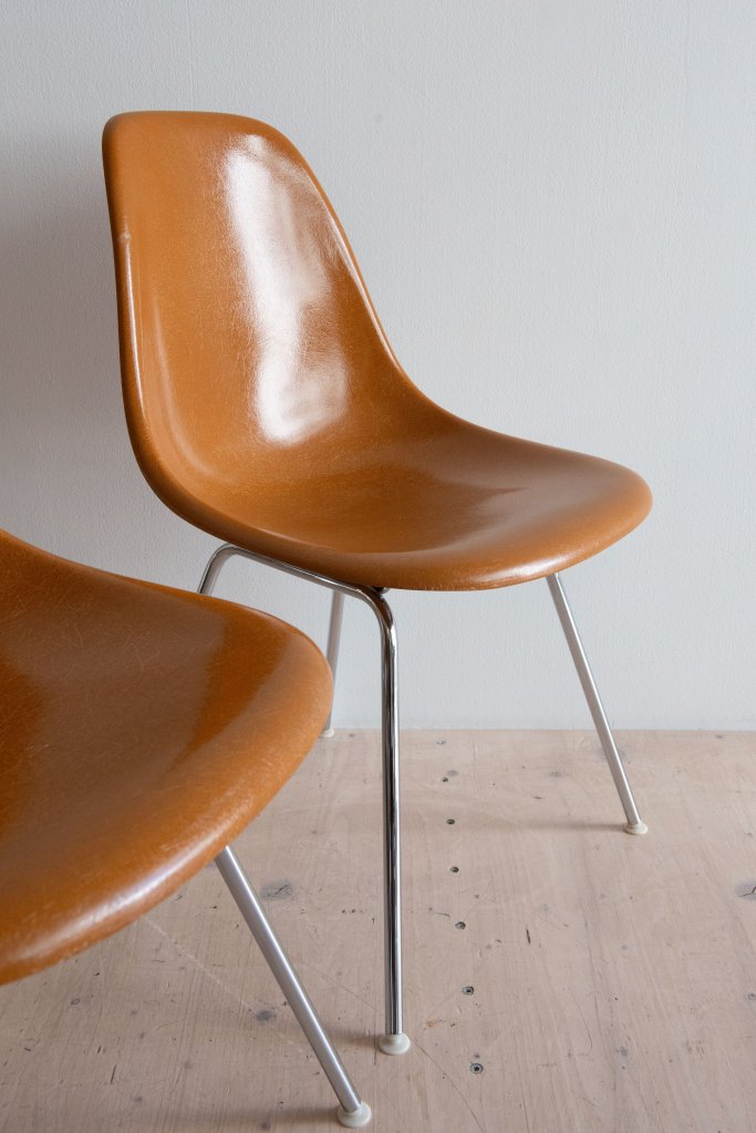 Eames Fiberglass Side Chairs in Ochre.