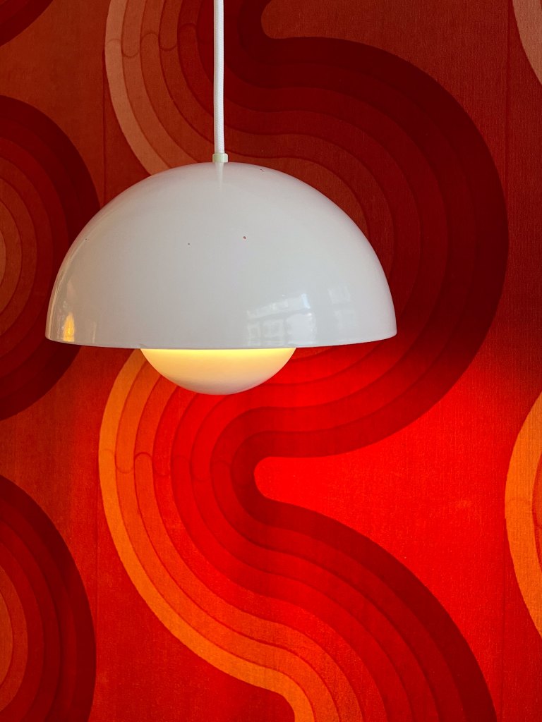 Vintage Flowerpot Enamel Pendant Verner Panton heyday