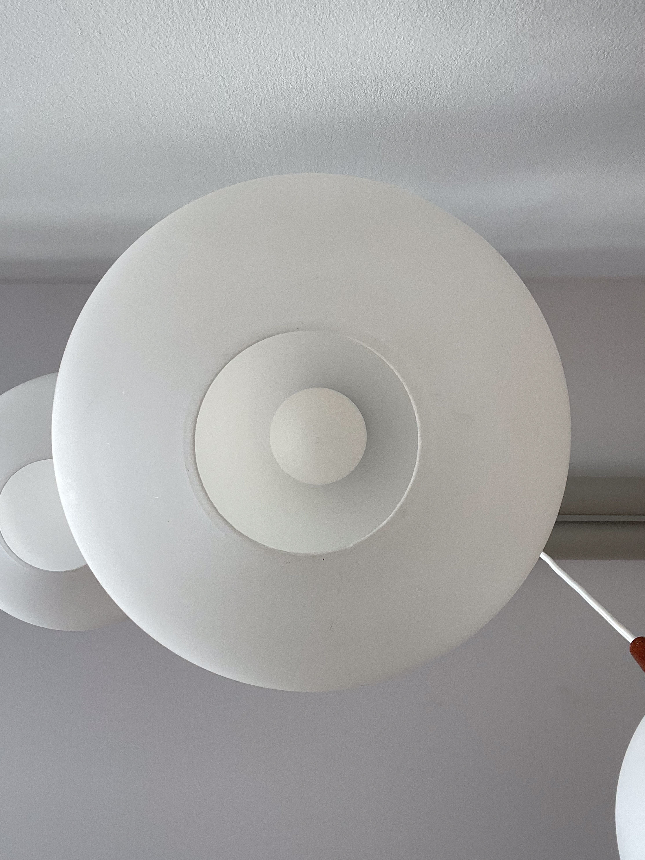 White Opaline and Teak Pendant Lamps by Holmegaard